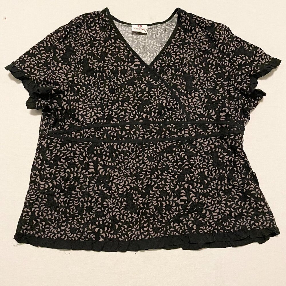 White Cross Scrub Top Womens Size XL Shirt